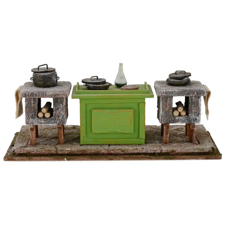 Cucina con accessori per presepe 22x10x8 h. 