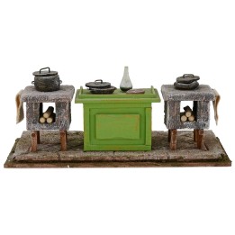 Cucina con accessori per presepe 27x12x10 h per statue 14-15 cm
