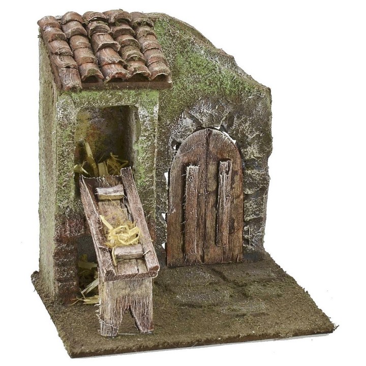 Facciata con fienile e portone cm 11,5x9x13 h per statue da 6 cm