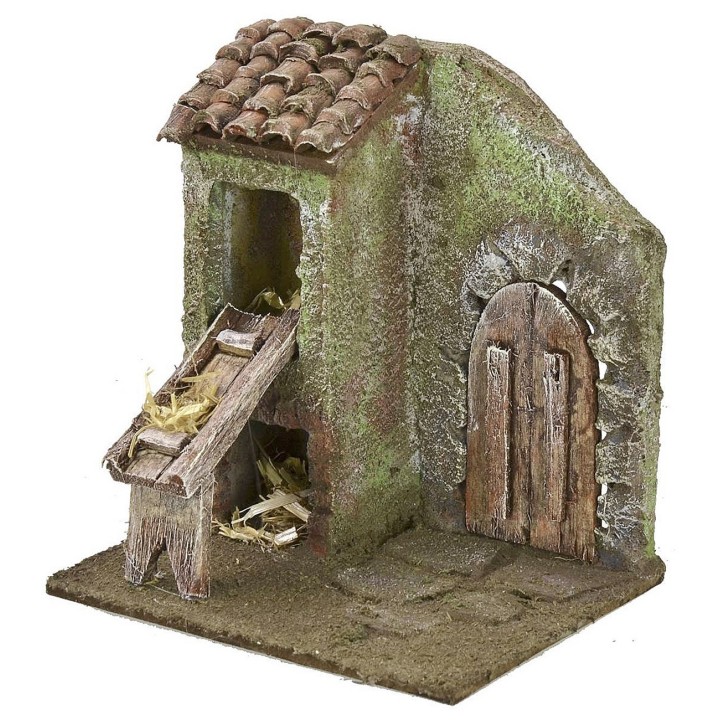Facciata con fienile e portone cm 11,5x9x13 h per statue da 6 cm