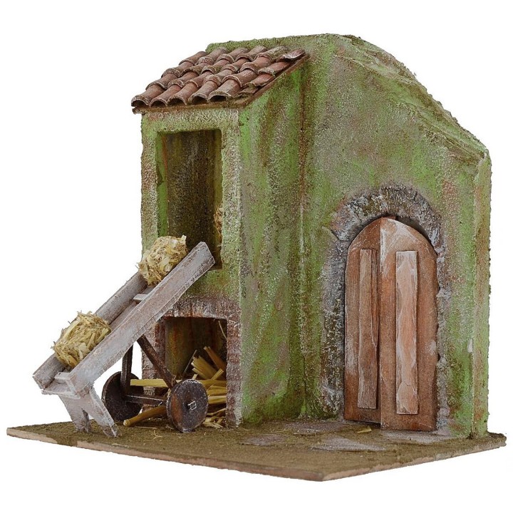 Barn with transport trolley cm 24x17,5x25 h for statues cm 12