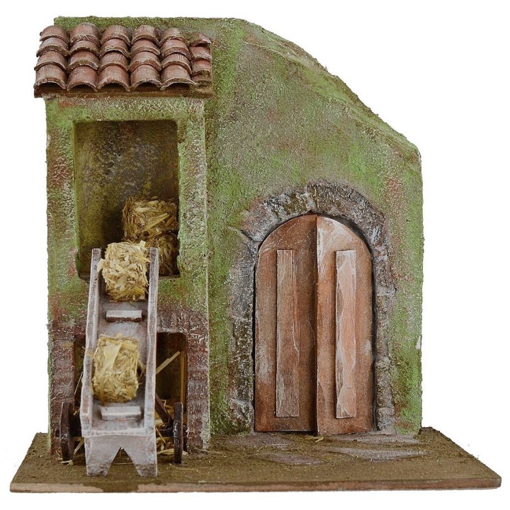 Barn with transport trolley cm 24x17,5x25 h for statues cm 12