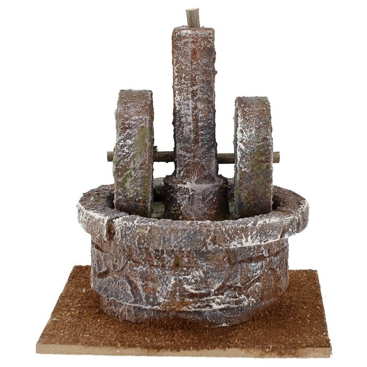 Molino de piedra para belén de 13x13x16 cm de alto, para