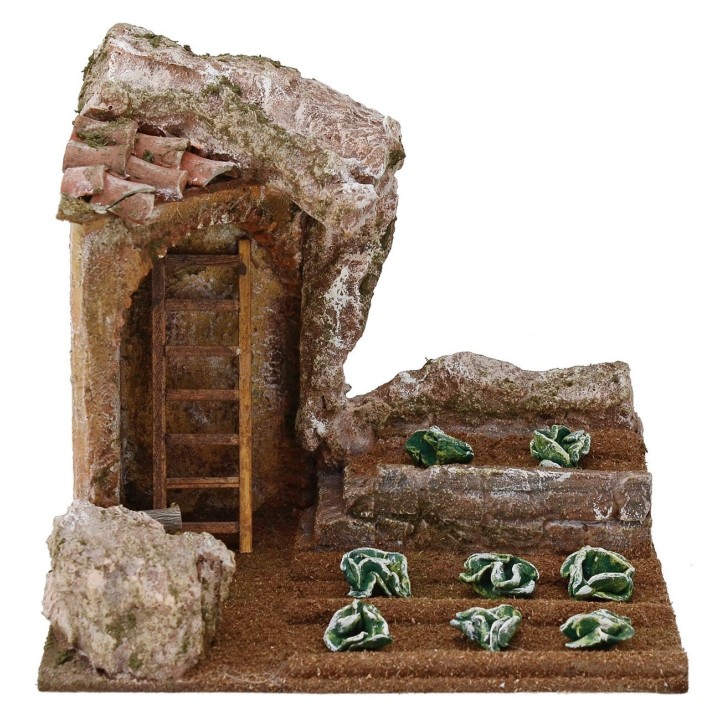 Orto per presepe con rudere cm 19,5x14,5x17,5 h.