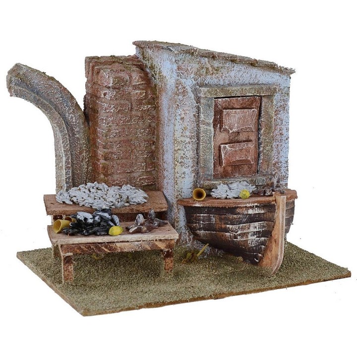 Pescheria con relitto cm 19,5x14,5x15,4 h per statue 10