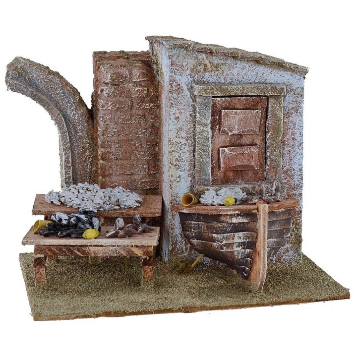 Pescheria con relitto cm 19,5x14,5x15,4 h per statue 10
