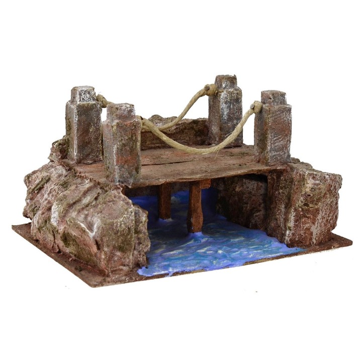 Puente de madera sobre arroyo modular de 19,5x14,5x10 cm h