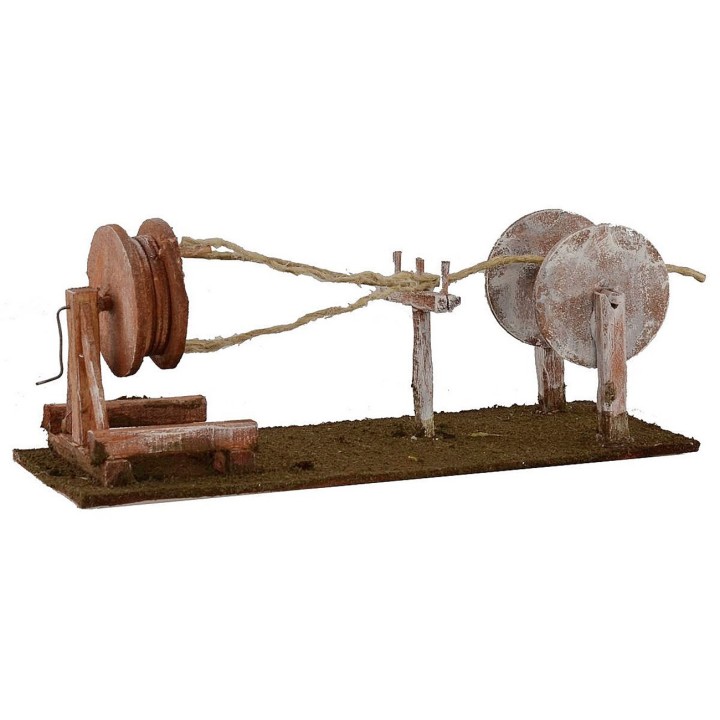 Ruota manuale da cordaio cm 24x9x9,5 h per statue cm 12