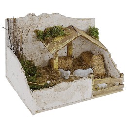 Ovile per presepe completo di pecore cm 20x14x13,5 h