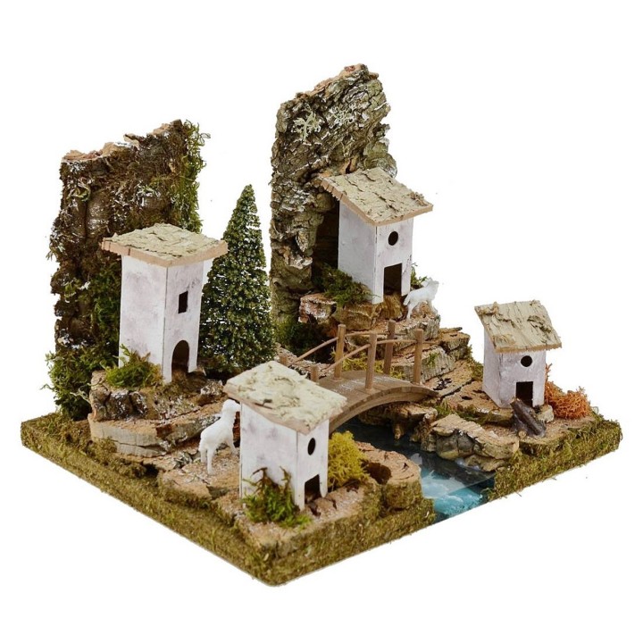 Paesaggio in profondità con fiume componibile cm 26x21x19,5 h
