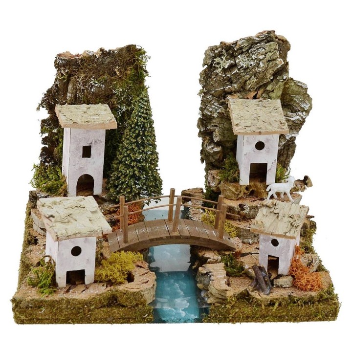 Paesaggio in profondità con fiume componibile cm 26x21x19,5 h