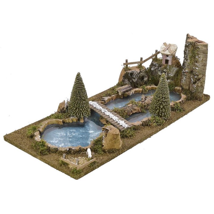 Paisaje natural con estanque efecto agua cm 54x23,5x18 h