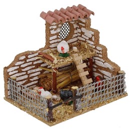 Gallinero con gallinas cm 11,8x9,4x9,7 h