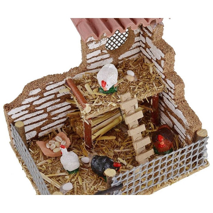 Pollaio con galline cm 11,8x9,4x9,7 h