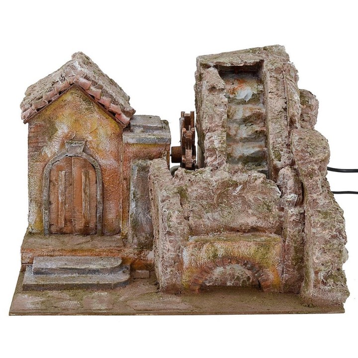 Molino de agua con cascada funcional de 39x30x27 cm h