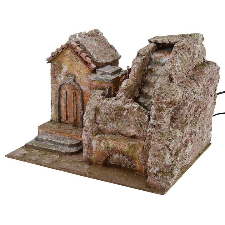 Molino de agua con cascada funcional de 39x30x27 cm h