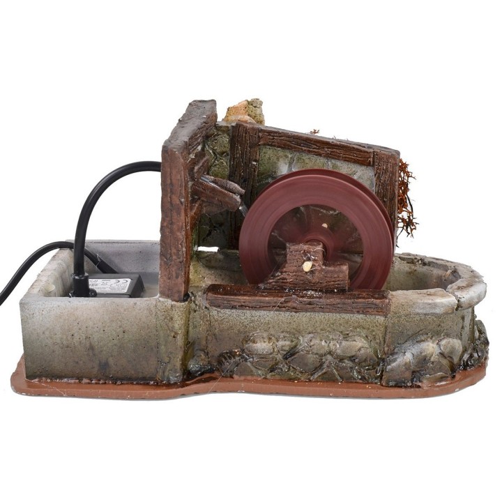 Working water mill in resin with beams cm 24x12x13 h