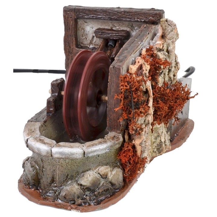 Working water mill in resin with beams cm 24x12x13 h