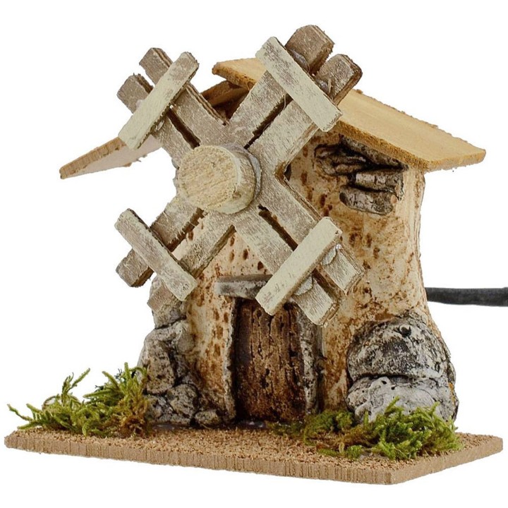 Mulino a vento funzionante per presepe cm 12x7x11,5 h.