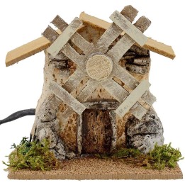 Mulino a vento funzionante per presepe cm 12x7x11,5 h.