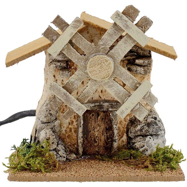 Mulino a vento funzionante per presepe cm 12x7x11,5 h.