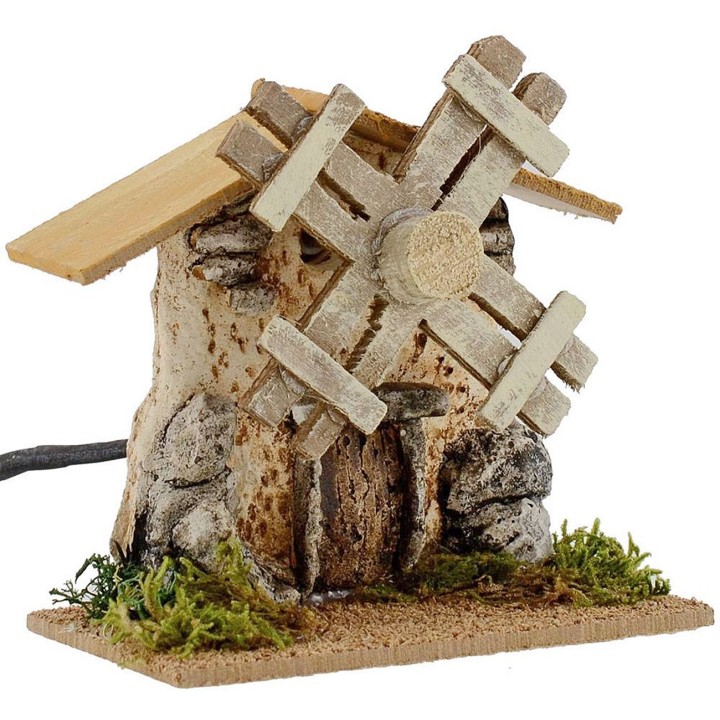 Mulino a vento funzionante per presepe cm 12x7x11,5 h.
