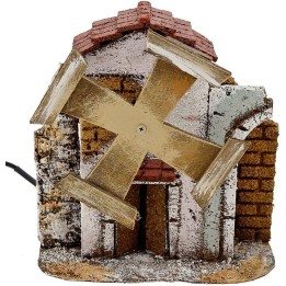 Mulino a vento funzionante per presepe cm 15x6,5x16 h.