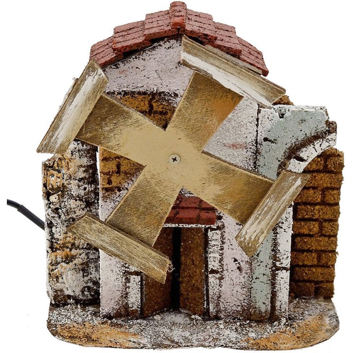 Molino de viento funcional para belén de 15x6,5x16 cm h.