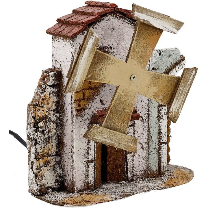Molino de viento funcional para belén de 15x6,5x16 cm h.