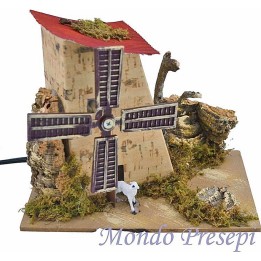 Mulino a vento funzionante presepe cm 15x10x12 h.