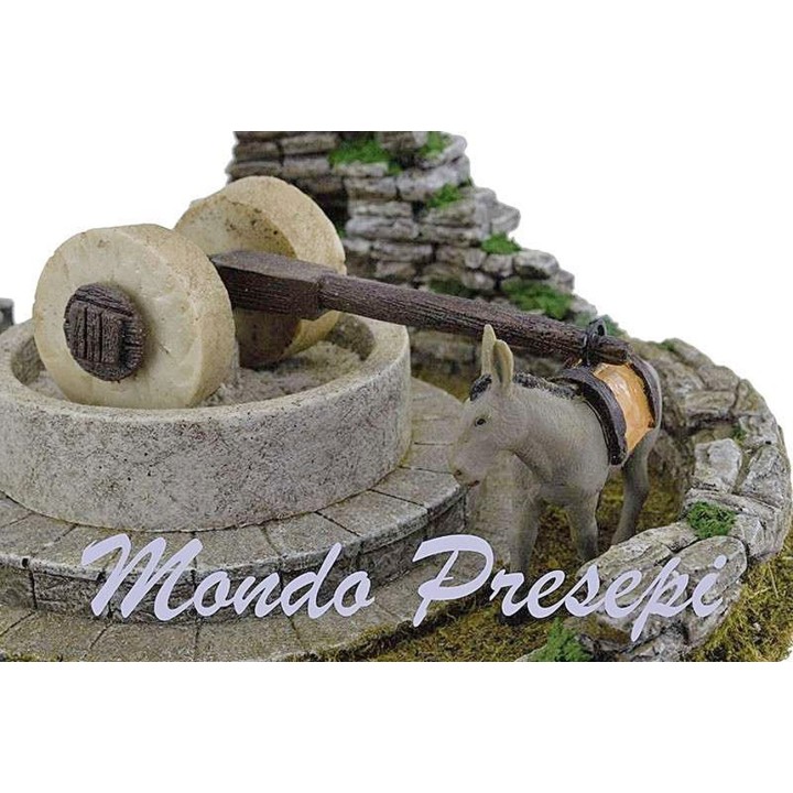 Scena con asino e macina in movimento - accessori per presepe