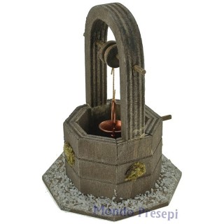 Pozo de madera para belén de 8x8x12 cm h
