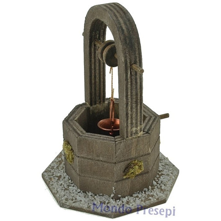 Pozo de madera para belén de 8x8x12 cm h