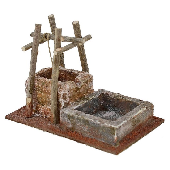 Pozo para belén con abrevadero de 14,5x9x10,5 cm de altura para