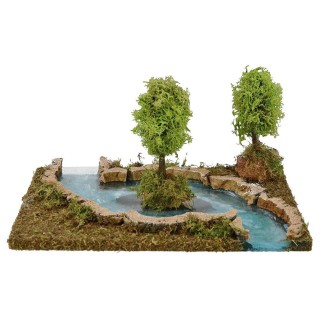 Arroyo modular con isla de 26x18x13 cm de altura para belén.