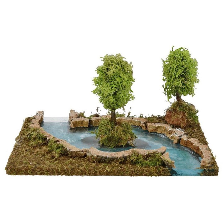 Arroyo modular con isla de 26x18x13 cm de altura para belén.