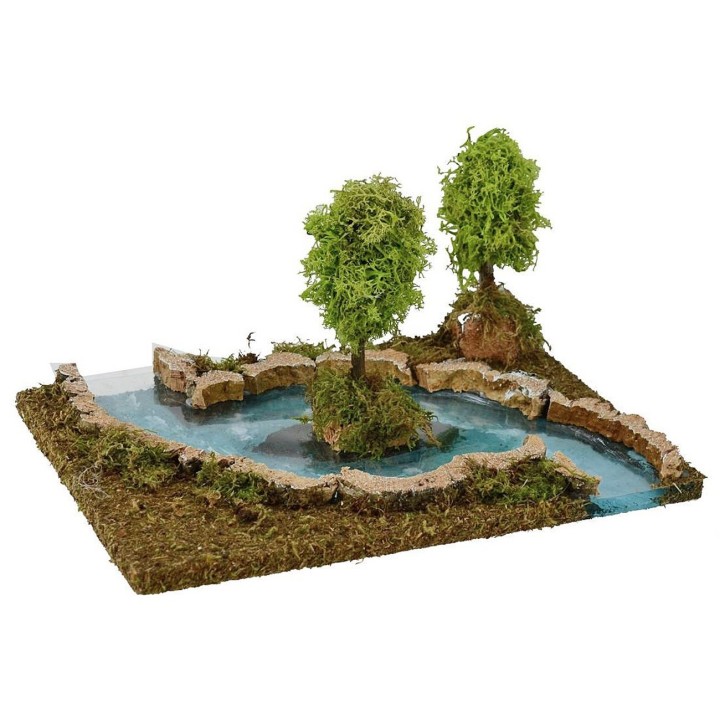 Arroyo modular con isla de 26x18x13 cm de altura para belén.