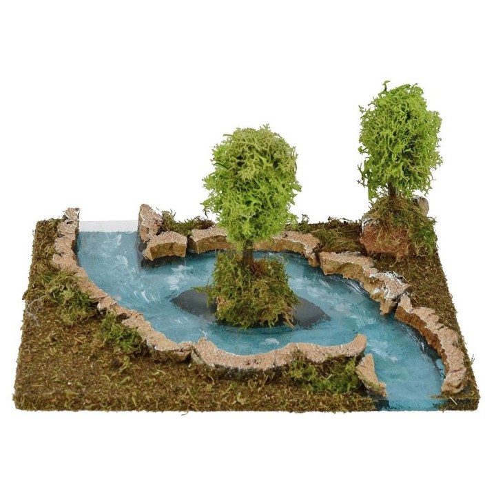 Arroyo modular con isla de 26x18x13 cm de altura para belén.