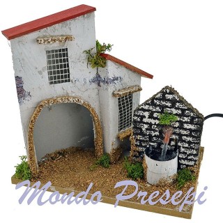 House with fountain nativity cm 21x13x18 h.