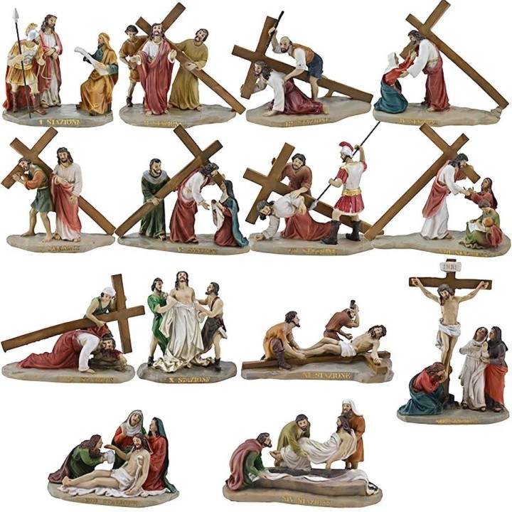Easter statues 14 Via Crucis scenes 9 cm