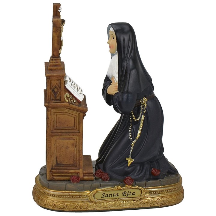 Saint Rita kneeling 17 cm resin statue
