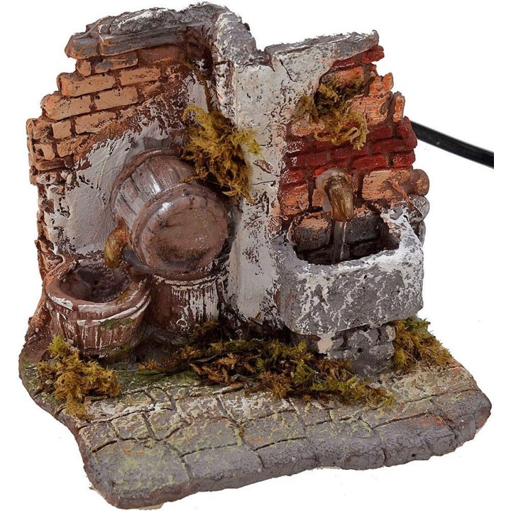 Fuente y barril funcionando cm 13,5x13x12 h.