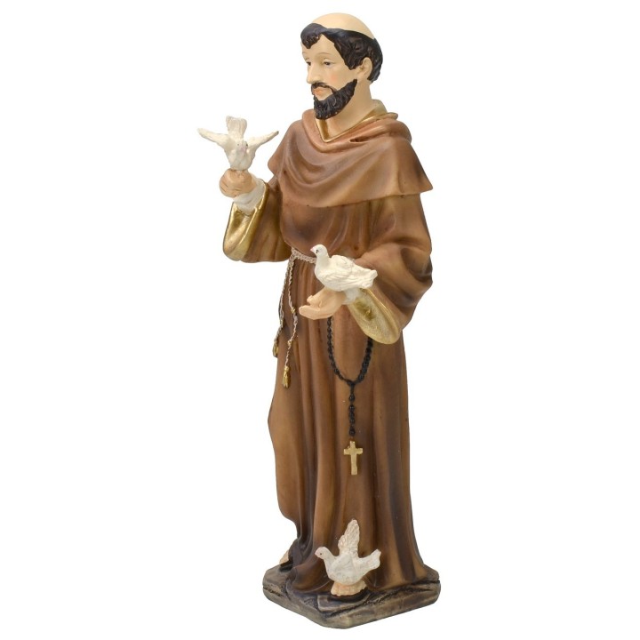 Saint Francis with doves cm 21 resin statue