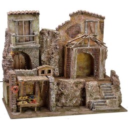 Pueblo iluminado con casas y tiendas cm 50x30x41 h