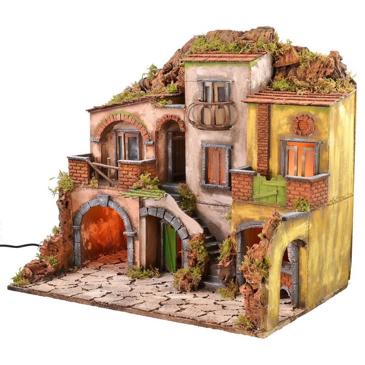 Pueblo napolitano iluminado con fuego estilo 700 cm 60x40x56 h