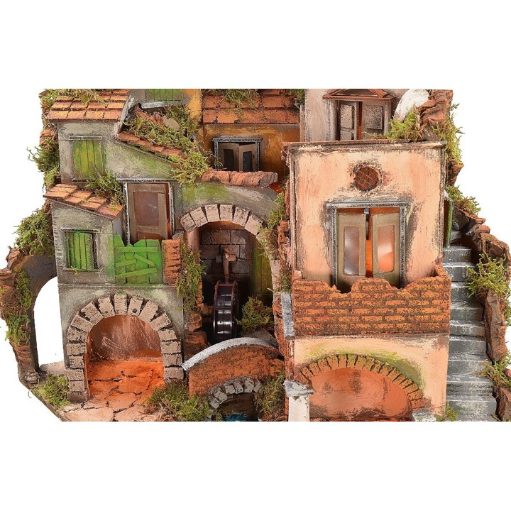 Pueblo napolitano iluminado con molino estilo '700 cm