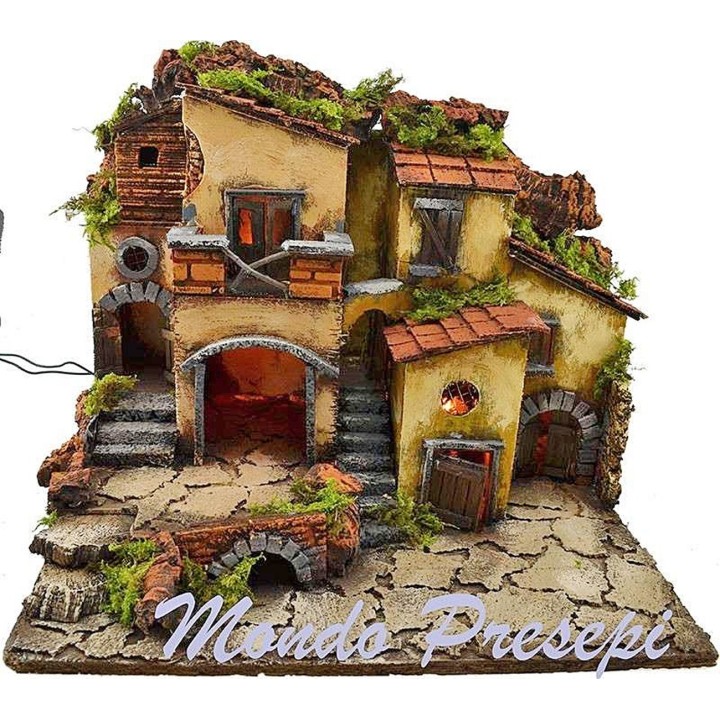 Pueblo estilo 700 iluminado 40x30x30 h.
