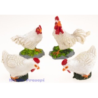 Set 4 galline cm 4-5 in resina
