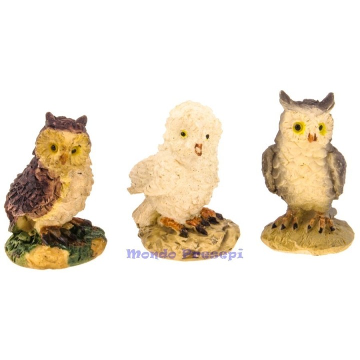 Conjunto de 3 búhos de 2,5 cm
