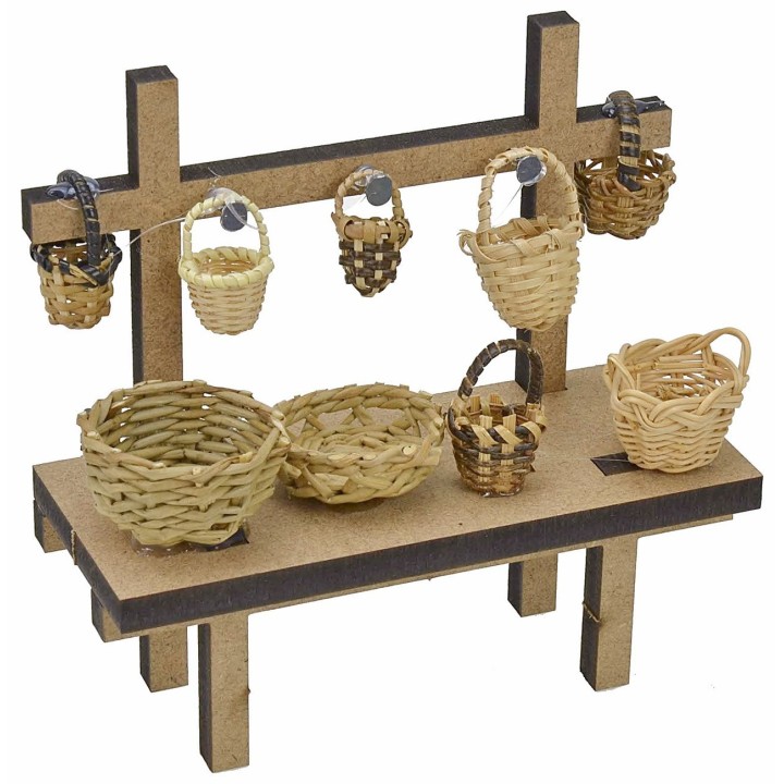 Bancarella con cesti cm 12x4,5x12 h per Presepe